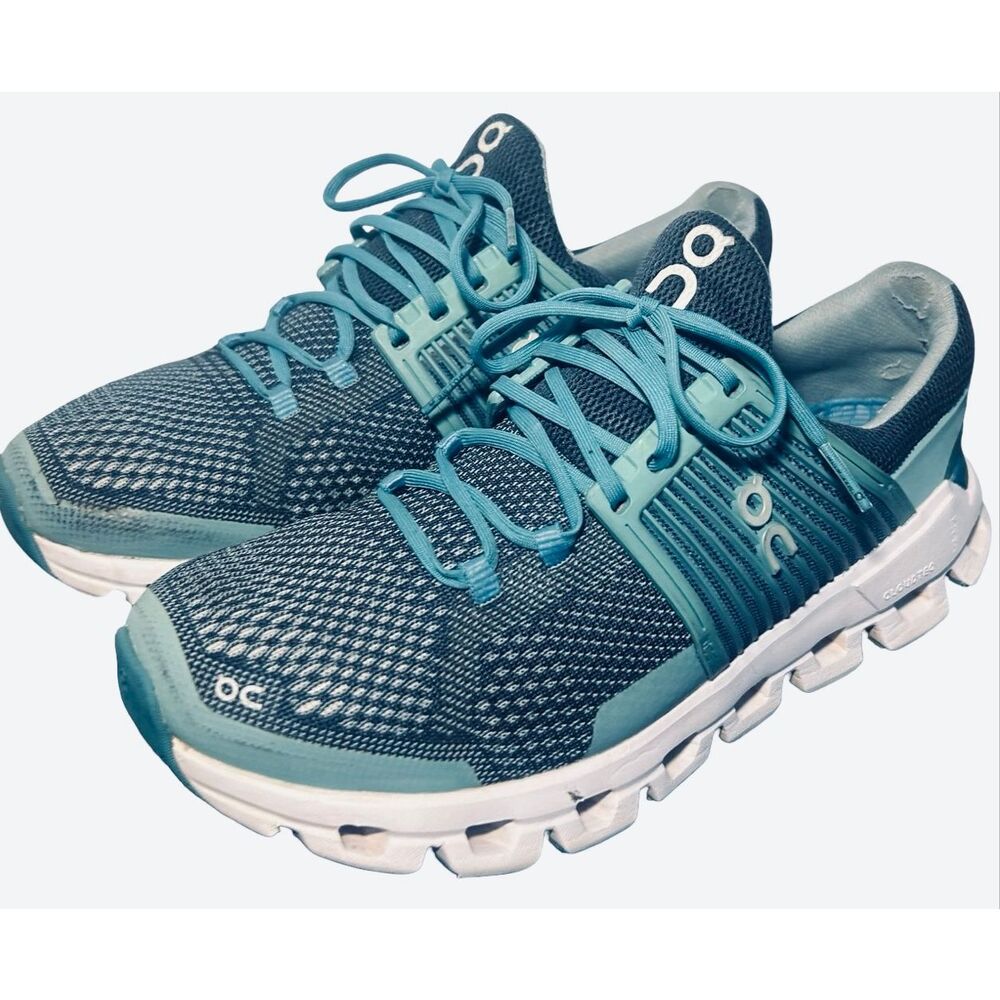On Running Women's Teal and White Cloud Athletic Shoes - Picture 8 of 11